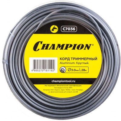 Корд триммерный Champion Aluminium 3.0 мм x 28 м (круглый)